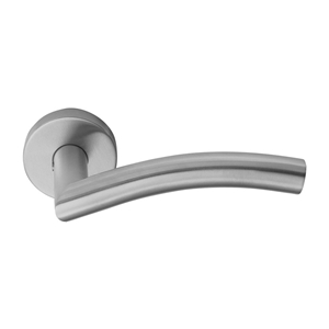 JUEGO 2 MANILLAS ACERO INOX SATINADO ROSETA REDONDA PARA PUERTA - MOD ARCO